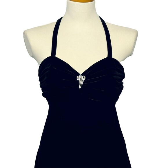 Vintage Pat Richards Little Black Velvet Dress w Rhinestone Sparkle Detail M USA - Picture 2 of 6